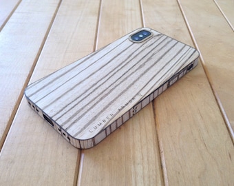 Zebrawood iPhone XS / X Case - Wikkel je telefoon in echt hout! Aangepaste gravure beschikbaar, bamboe, walnoot voor iPhone XS Max, iPhone XR etc