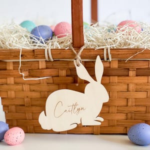 Personalized Easter Basket Tag, Custom Name Easter Bunny Tag, Wood Laser Cut Easter Tag, Easter Basket Name Tag Easter Basket Bunny Name Tag