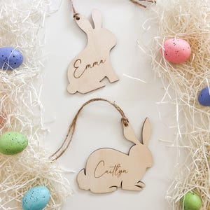 Personalized Easter Basket Tag, Custom Name Easter Bunny Tag, Wood Laser Cut Easter Tag, Easter Basket Name Tag Easter Basket Bunny Name Tag