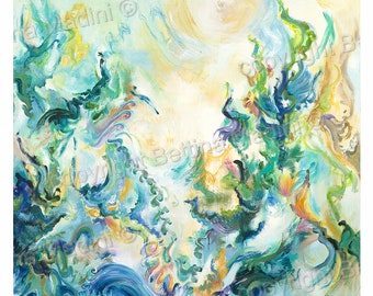 Indiga - Sunny Ocean , fine art (giclee) print of original Bettina Madini painting, unframed