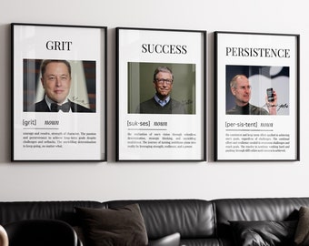 Definition Art Prints, Bill Gates, Steve Jobs, Elon Musk (Digital Download)