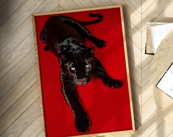 Black Panther Art Print, Luxury Bedroom Wall Decor