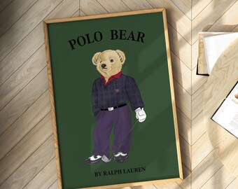 9x12 Polo Bear Golf Print USA Hi Tech Rugby RLX Lauren