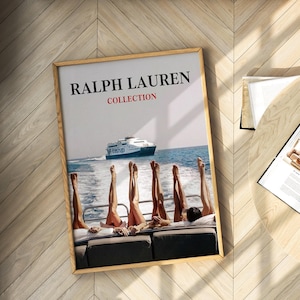 Fashion Magazine Poster, Vintage Fashion Magazine Poster, Retro Fashion Boat Art, Luxury Fashion Print, Old Ralph Lauren, Digital Wall Art