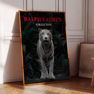Póster de revista de moda, arte de tigre, póster de moda con estampado de leopardo, póster de vela, póster de verano con descarga digital, póster de Ralph Lauren