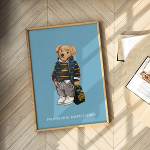 Poster da parete Polo Bear Poster di rivista di moda Poster di rivista di moda vintage, Polo Ralph stampabile, stampa di moda di lusso Arte digitale