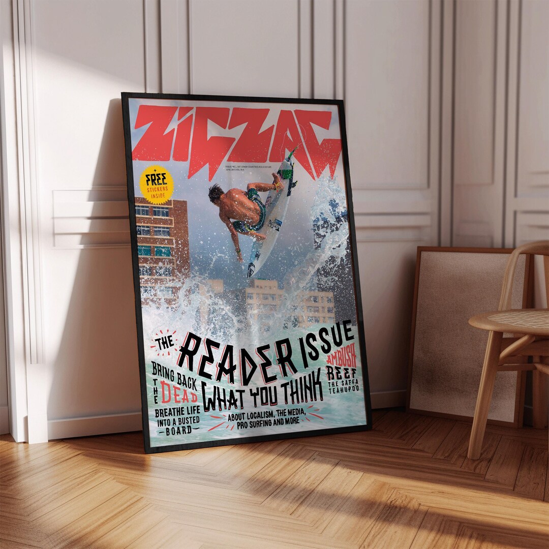 Surfing Poster, Vintage Surf Magazine Cover Surfer Aerial Jump Retro ...