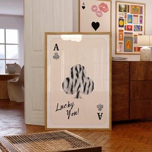 Stampa alla moda con asso di picche, poster Lucky You, arte murale retrò alla moda, stampa estetica retrò alla moda, poster con carte da gioco, arredamento per la stanza Preppy y2k