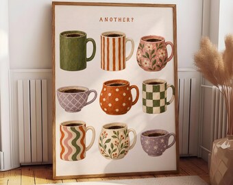 Another? Coffee Mug Poster, Cozy Kitchen Wall Art, Vintage Style Print, Coffee Lover Decor, Whimsical Cafe Poster, Gift for Her