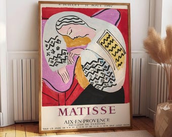 Matisse Exhibition Poster, Vintage Modern Art Print, French Museum Wall Decor, Colorful Abstract Figure, Living Room Statement Art
