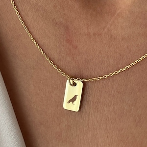 Raven Necklace • 14K Gold Plated • Farm Animal Jewelry • Gift for Farmer • Jewelry for Raven Lover • Bird Pendant • Cute Fall Gift for Luck
