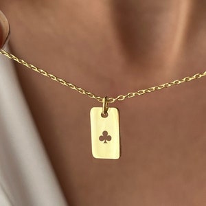 クラブのエースのネックレス • 14K ゴールドメッキ • トランプジュエリー • ポーカー愛好家へのギフト • 彼女のためのジュエリー • ゲームネックレス • 秋のジュエリー