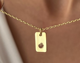 Tomato Necklace • 14K Gold Plated • Cute Veggie Jewelry • Gift for Tomato Lover • Jewelry for Mediterranean Mom • Cute Gift for Sister