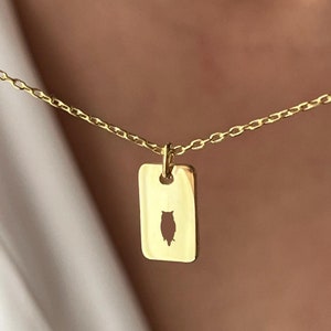 14K Gold Plated Owl Necklace: Custom Charm Pendant