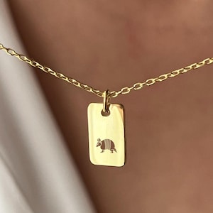Armadillo Necklace • 14K Gold Plated • Desert Animal Jewelry • Texas Jewellery • Gift for Armadillo Lover • Gift for Wildlife in Desert