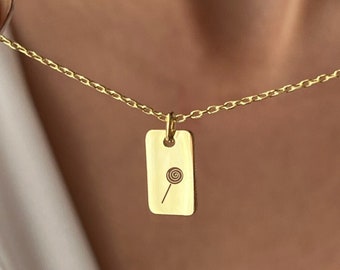 14K Gold Lollipop Charm Necklace: Whimsical Candy Jewelry Gift