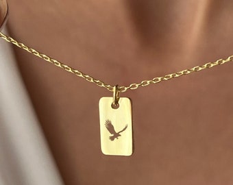 Hawk Necklace • 14K Gold Plated • Freedom Jewelry • Gift for American • Jewelry for Falcon Lover • Bird Pendant • Gift for Boyfriend