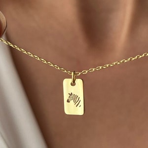 14K Gold Plated Zebra Necklace: Petite Animal Jewelry