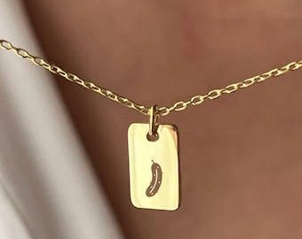 Pickle Necklace • 14K Gold Plated • Cute Veggie Jewelry • Gift for Pickle Lover • Jewelry for Mediterranean Mom • Cute Gift for Sister