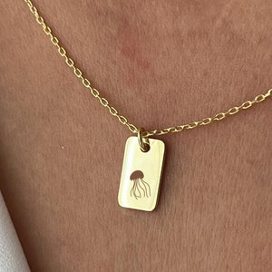 Quallen Halskette • 14K Vergoldet • Ozean Schmuck • Geschenk für Quallen-Liebhaber • Weihnachtsschmuck • Geschenk für Sie • Aqua Schmuck