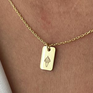 14K Gold Plated Ice Cream Necklace: Dainty Summer Pendant