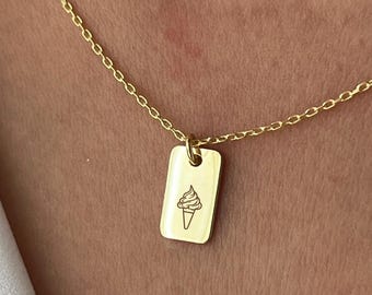 14K vergoldete Eis-Halskette: Zierlicher Sommer-Anhänger