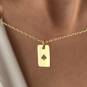 スペードのエースのネックレス • 14K ゴールドメッキ • トランプジュエリー • ポーカー愛好家へのギフト • 彼女のためのジュエリー • ゲームネックレス • 秋のジュエリー