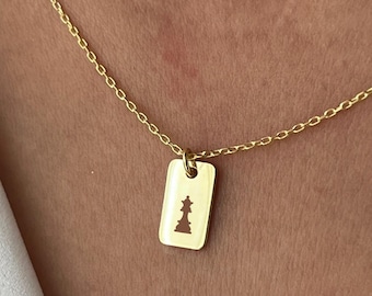 Gold Queen Chess Necklace • 14K Plated Jewelry