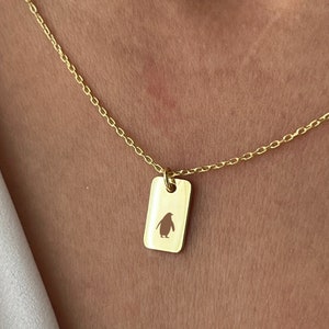Collana pinguino • Placcato oro 14K • Gioielli animali invernali • Regalo per gli amanti dei pinguini • Gioielli di Natale • Regalo per lei • Regalo animale polare