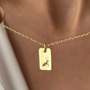 Collar de hormigas • Chapado en oro de 14 quilates • Joyería de insectos • Regalo para la vuelta al cole • Joyería para amantes de las hormigas • Regalo para hija • Bonito regalo de otoño para niños