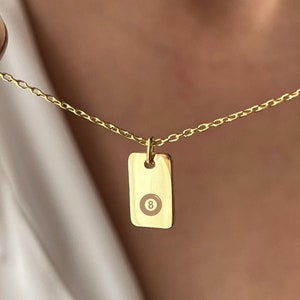 Billiard Ball Necklace • 14K Gold Plated • Game Jewelry • Gift for Magic Lover • Jewelry for Kids • Gift for Daughter • Eight Necklace