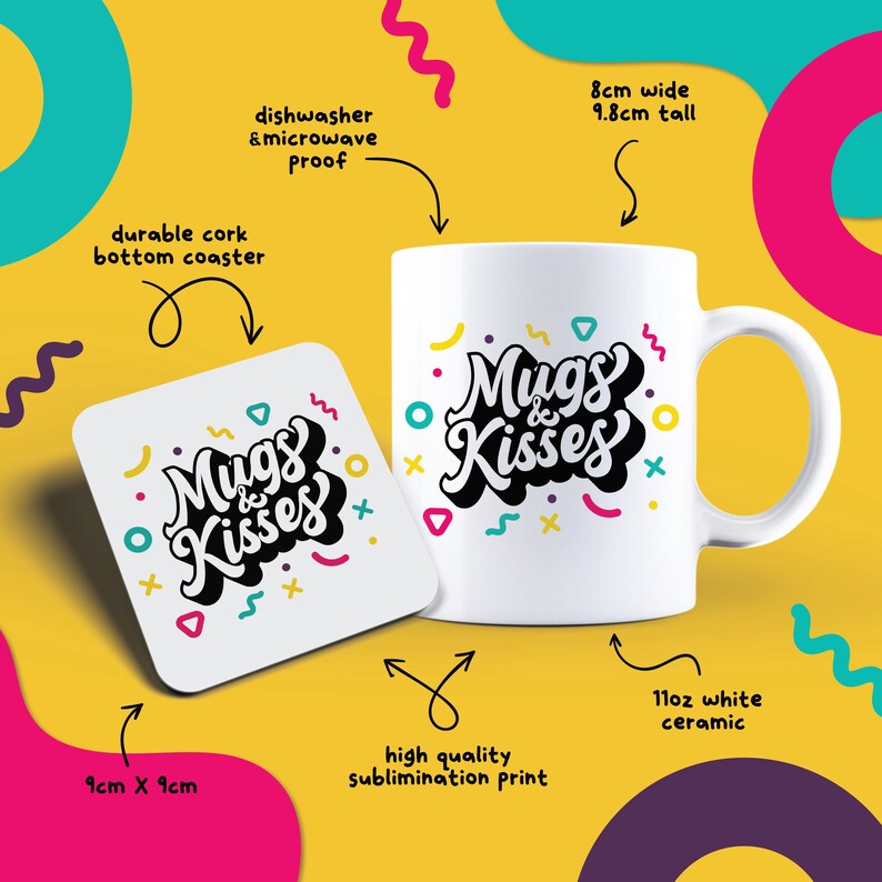 two coffee mugs sitting next to each other