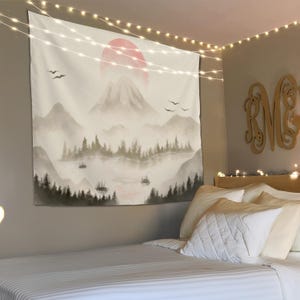 Mountain Tapestry, Nature Tapestry, Mountain Wall Art, Japanese Tapestry, Landscape Tapestry, Home Decoration, Mountain Scene Art