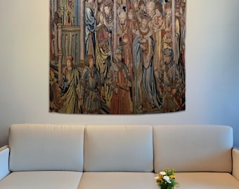David Gives His Orders to Joab Leader of the Army Tapestry, Medieval Tapestry, Vintage Tapestry Hanging, Maximalist Decor, Housewarming Gift