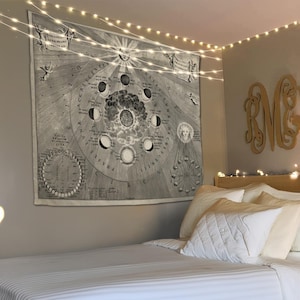Moon Phase Tapestry, Lunar Phases Art, Astrology Tapestry, Celestial Tapestry, New Home Gift, Moon Phase Decor,Astrology Gift,Lunar Tapestry