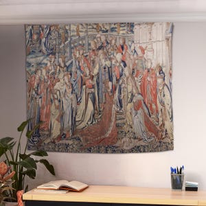 Bathsheba at the Fountain from David and Bathsheba Wall Tapestry, Medieval Tapestry, Wall Hanging, Large Wall Decor, Medieval Wall Art