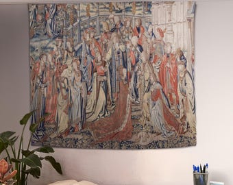 Bathsheba at the Fountain from David and Bathsheba Wall Tapestry, Medieval Tapestry, Wall Hanging, Large Wall Decor, Medieval Wall Art