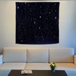 Tapisserie astrologie, tapisserie ciel nocturne, oeuvre d'art murale vue du ciel, tapisserie constellation, tenture murale étoiles, décoration astrologie, tapisserie céleste