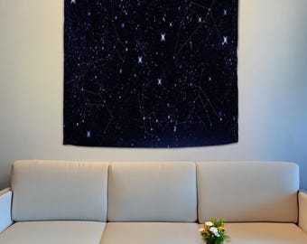 Tapiz de astrología, tapiz del cielo nocturno, arte mural con vista del cielo, tapiz de constelaciones, tapiz de estrellas para colgar en la pared, decoración astrológica, tapiz celestial