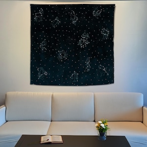 Sternzeichen Wandteppich, Himmlischer Wandteppich, Astrologie, Konstellation Kunst, Sternzeichen Wanddekoration, Horoskop Wandkunst, großer Wandbehang