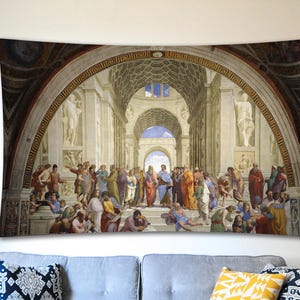 The School of Athens Tapestry, Art History Tapestry, Living Room Tapestry, Trendy Wall Decor, Room Decor Aesthetic, Tapestry Wallhanging