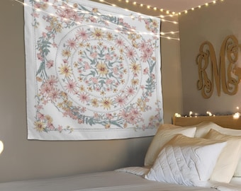 Floral Wall Hanging, Flower Wall Tapestry, Hanging Tapestry, Wall Hanging Nature, Tapestry Hanging, Tapestry Wallhanging, Flower Mandala