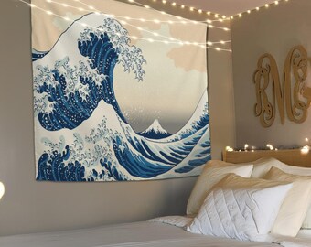 The Great Wave off Kanagawa Hanging Tapestry, Hokusai Wall Art, Great Wave Tapestry, Cotton Tapestry, Katsushika Hokusai, Tapestry Decor