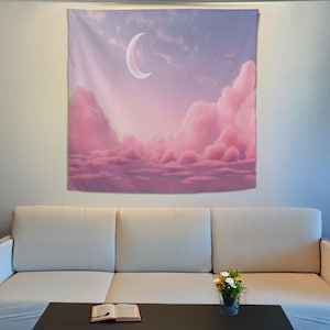Dreamy Cloud Wall Tapestry, Cloudscape Wall Hanging, Dreamy Decor, Nursery Wall Hanging, Cloud Wall Art, Aesthetic Tapestry