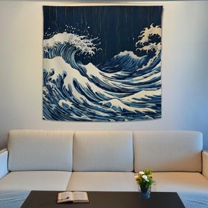 Ocean Waves Wall Tapestry, Wave Tapestry, Nature Tapestry, Landscape Tapestry, Aesthetic Tapestry, Vintage Tapestry, Tapestry Wallhanging