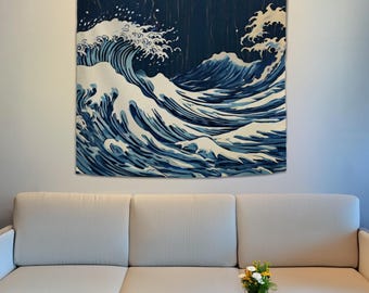 Ocean Waves Wall Tapestry, Wave Tapestry, Nature Tapestry, Landscape Tapestry, Aesthetic Tapestry, Vintage Tapestry, Tapestry Wallhanging