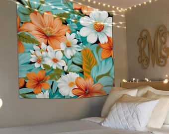 Colorful Botanic Tapestry, Natural Tapestry, Flower Tapestry, Art Tapestry Decor, Tapestry Wallhanging, Custom Tapestry, Tapestry Wall Art