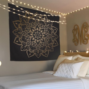 Mandala Tapestry Wall Hanging, Yoga Tapestry, Hanging Tapestry, Gold Mandala, Meditation Tapestry, Mandala Art Work, Dorm Tapestry,Zen Decor