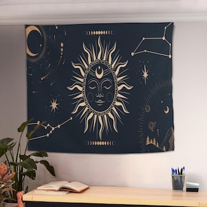 Moon Phases Tapestry, Moon Wall Hanging, Celestial Wall Tapestry, Astrology Gift, Celestial Moon Decor, Tapestry Wallhanging, Home Decor