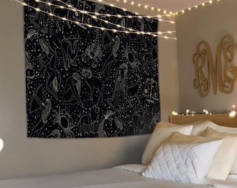 Constellation Decor, Zodiac Wall Tapestry, Astrology Lover Gift, Astrology Tapestry, Large Wall Hanging, Home Living Room Wall Art